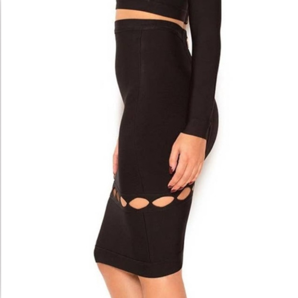House of CB Silana Black Cutout Bandage Skirt